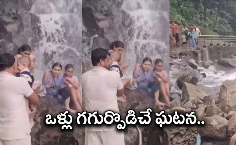 చిన్నారిని ఎత్తుకున్న వ్యక్తిపై ఒక్కసారిగా పడిన పాము