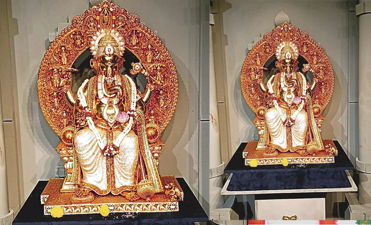 Gold plated Ganesh idol In Begum Bazaar