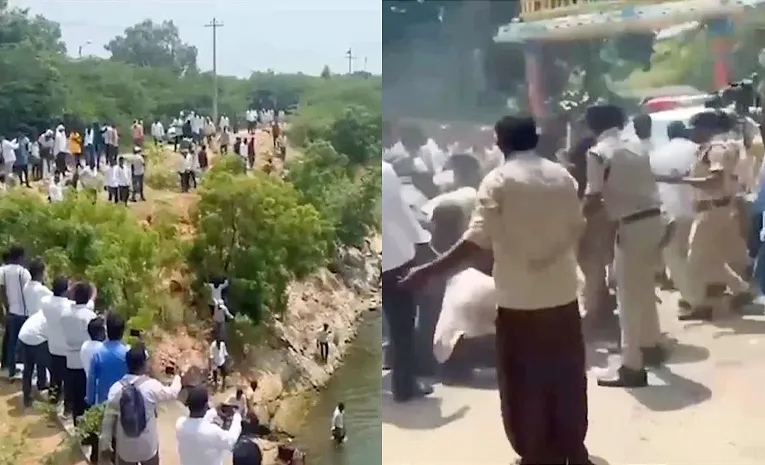 జురాల ప్రాజెక్టు వద్ద ఉద్రిక్తత.. బీఆర్‌ఎస్‌ నేతల అరెస్ట్‌