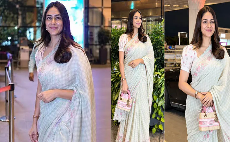 Mrunal Thakur Makes A Stylish Airport Appearance In Rs 24,000 Saree