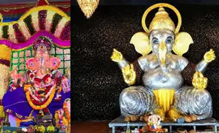 Floral Ganapati and Coin Covered Ganesha Unique Festive Attractions