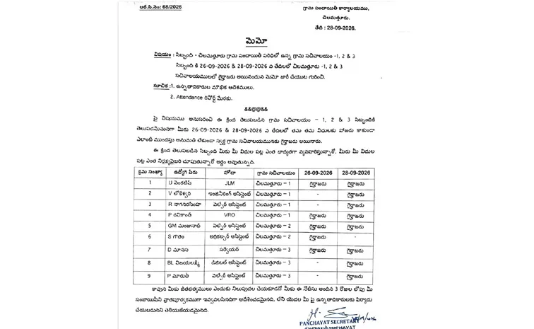 Memos to Secretariat employees who participated in the dharna