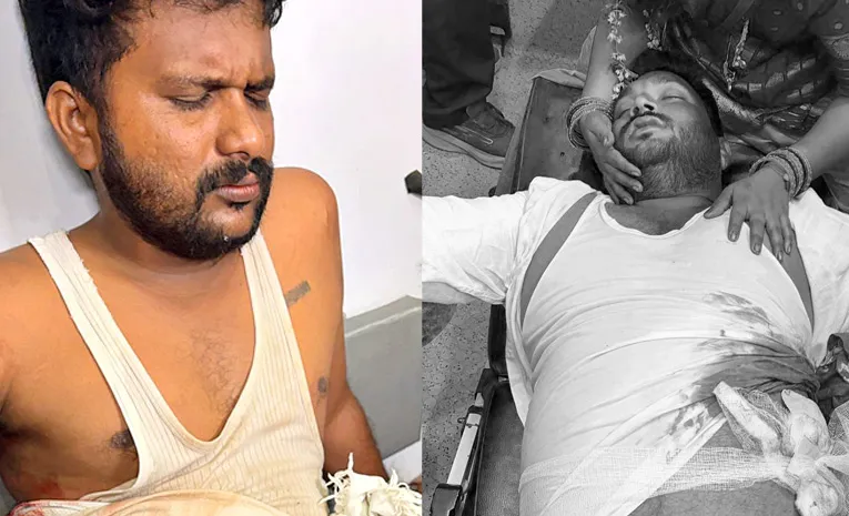 Clash between Congress BJP and BRS workers in Nalgonda three people stabbed