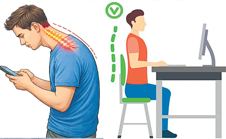 Tech neck problem rising with mobile and computers usages