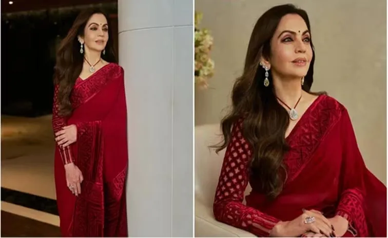 Nita Ambani steals the spotlight in stunning crimson saree