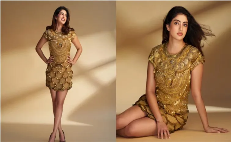 Navya Naveli Nanda Shines In An Ornate Gold Mini Dress
