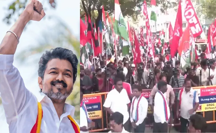 Vijay Party TVK joins INDIA bloc protest against CEC Gyanesh Kumar