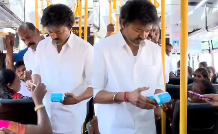 Conductor CM Vijay Give Bus Tickets, Receives Chocolates From Students