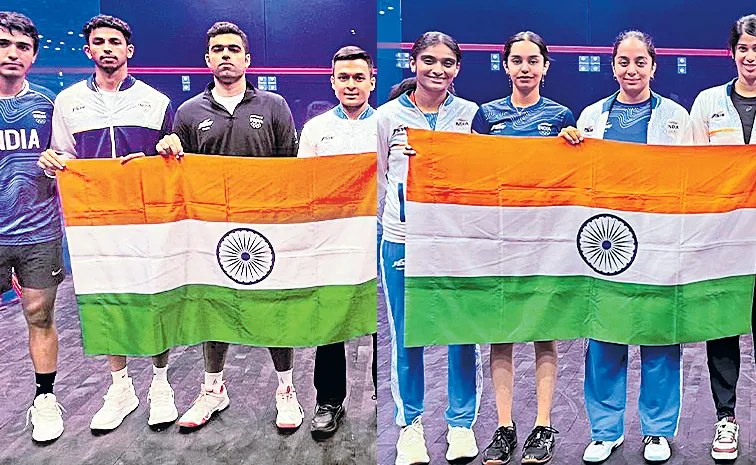 Bronze medals for Indian teams in the squash team event