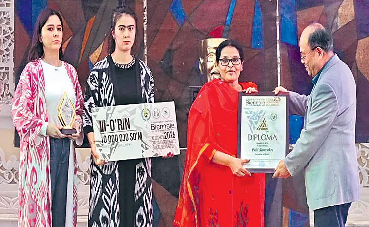 Hyderabad artist Priti Samyukta wins third prize at Tashkent International Art Biennale