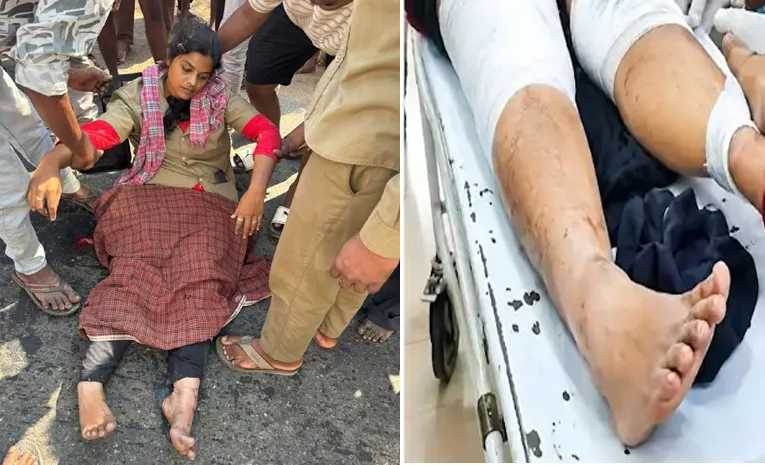 బస్సులో నుంచి కండక్టర్‌ను తోసేసిన మహిళ