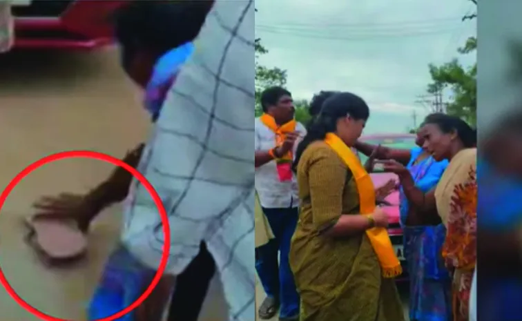 టీడీపీ నేతలపై చెప్పులతో తిగబడ్డ గ్రామస్తులు