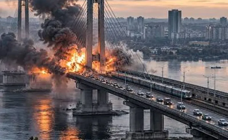 Russian airstrikes choke bridges across Dnipro River in Kyiv
