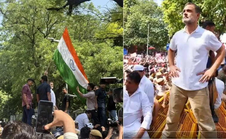  బారికేడ్లు ఎక్కిన రాహుల్ గాంధీ