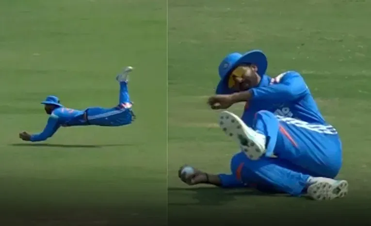 Devdutt Padikkal Takes A Stunning Diving Catch In India A Vs Australia A 1st One-Day