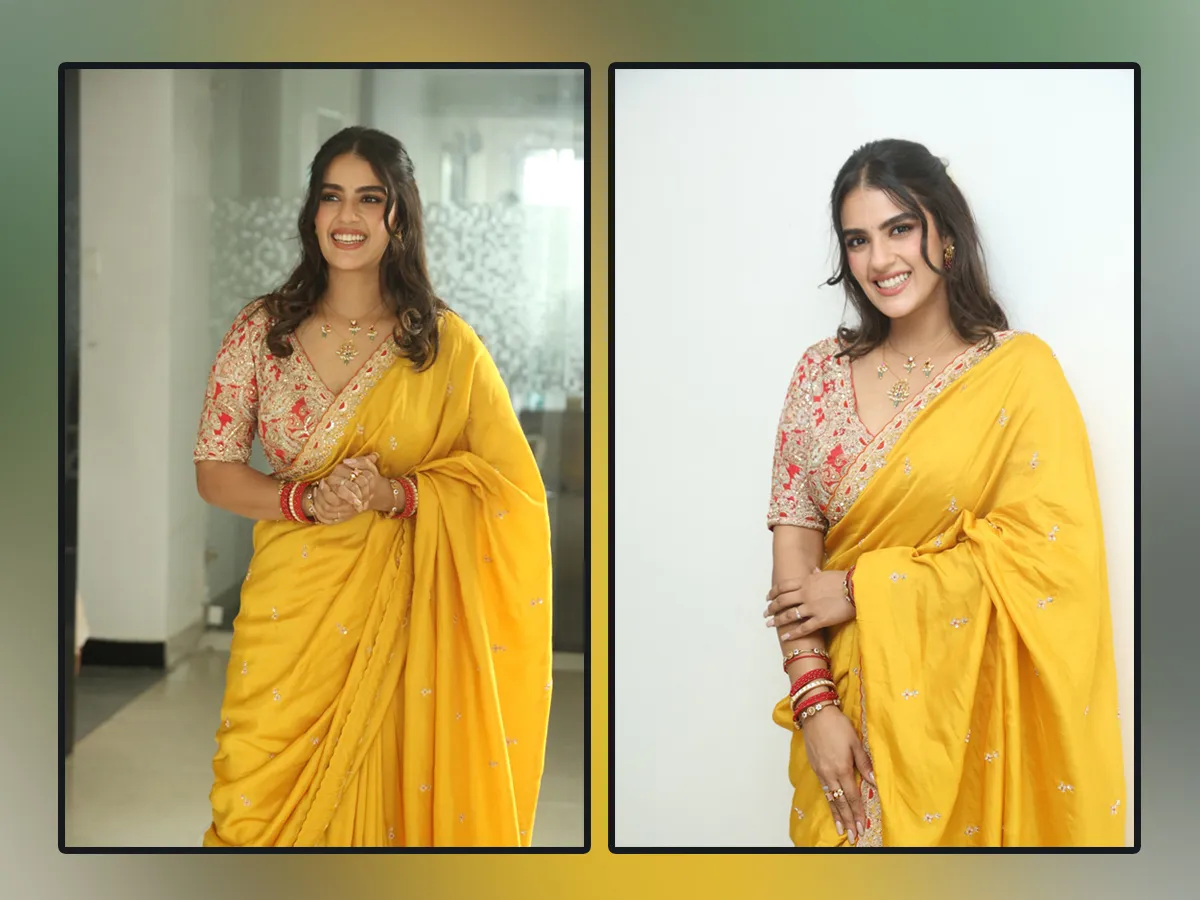 Kavya Thapar Is Shining Like A Doll In Yellow Saree Photos Goes Viral
