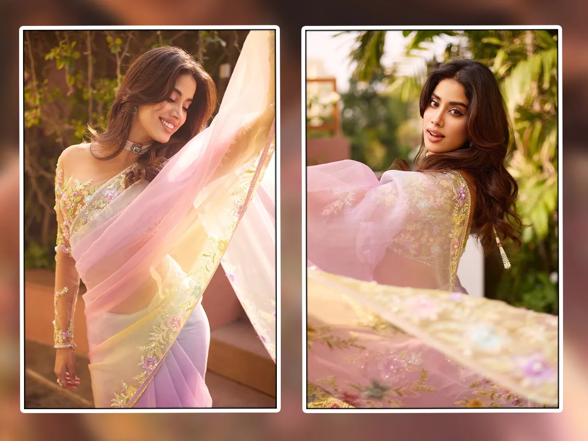 Actress Janhvi Kapoor Looks Gorgeous In Cassata Color Saree