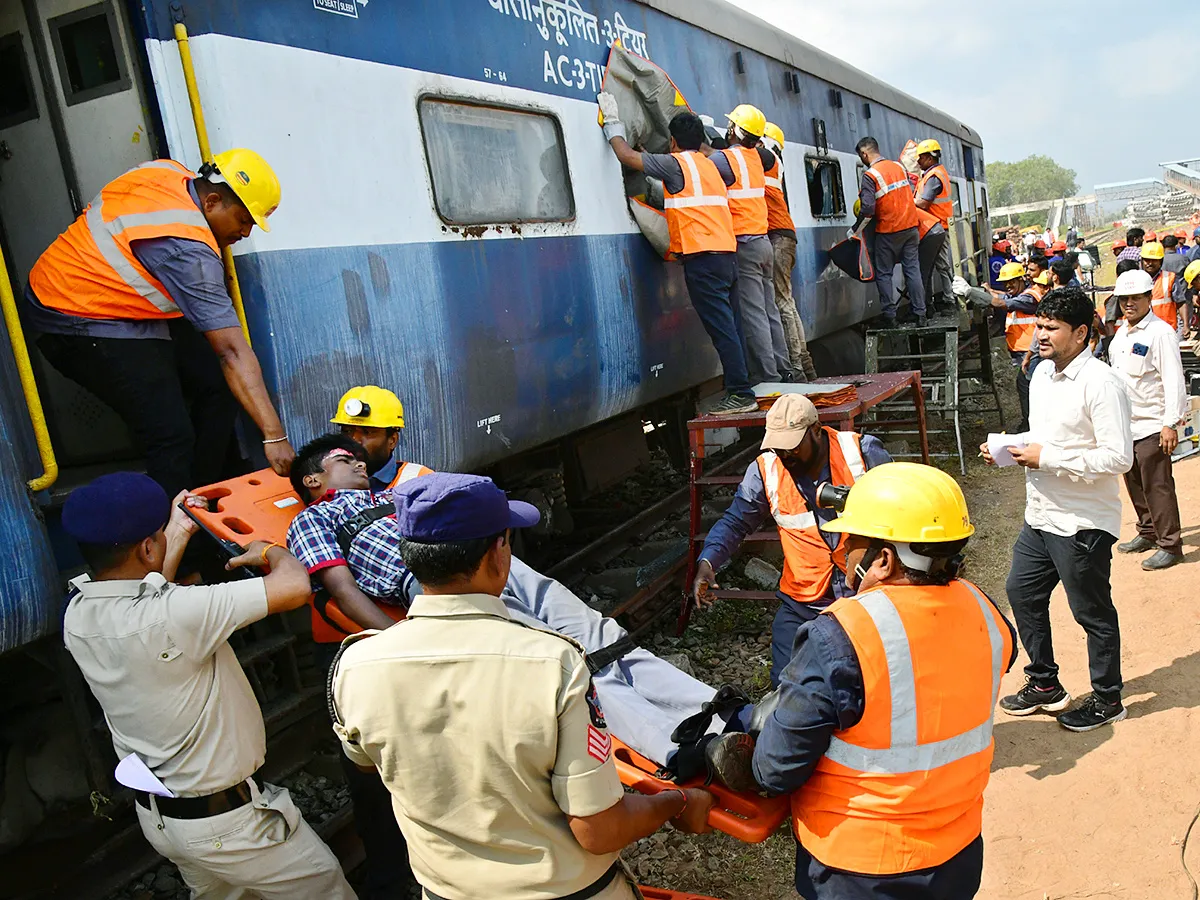Train accident mock drill at Simhachalam railway station