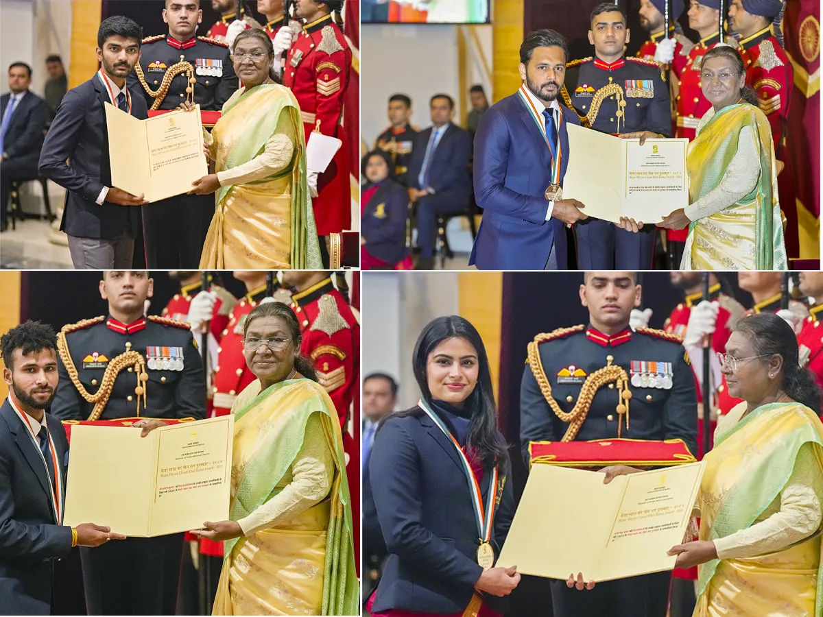 National Sports Awards 2024: Manu, Gukesh among four honoured with Khel Ratna by President Murmu Photos