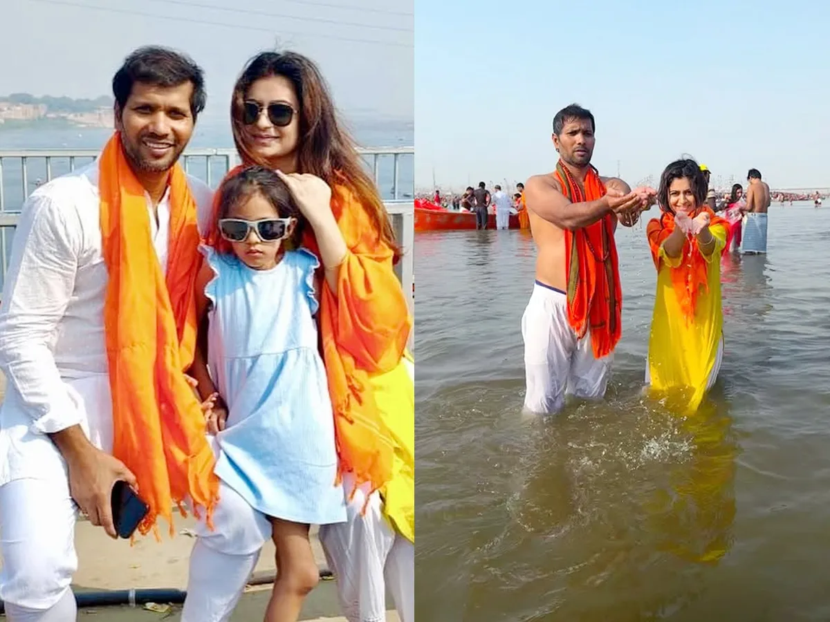 Former Indian bowler Ashok Dinda takes a holy dip in Mahakumbh
