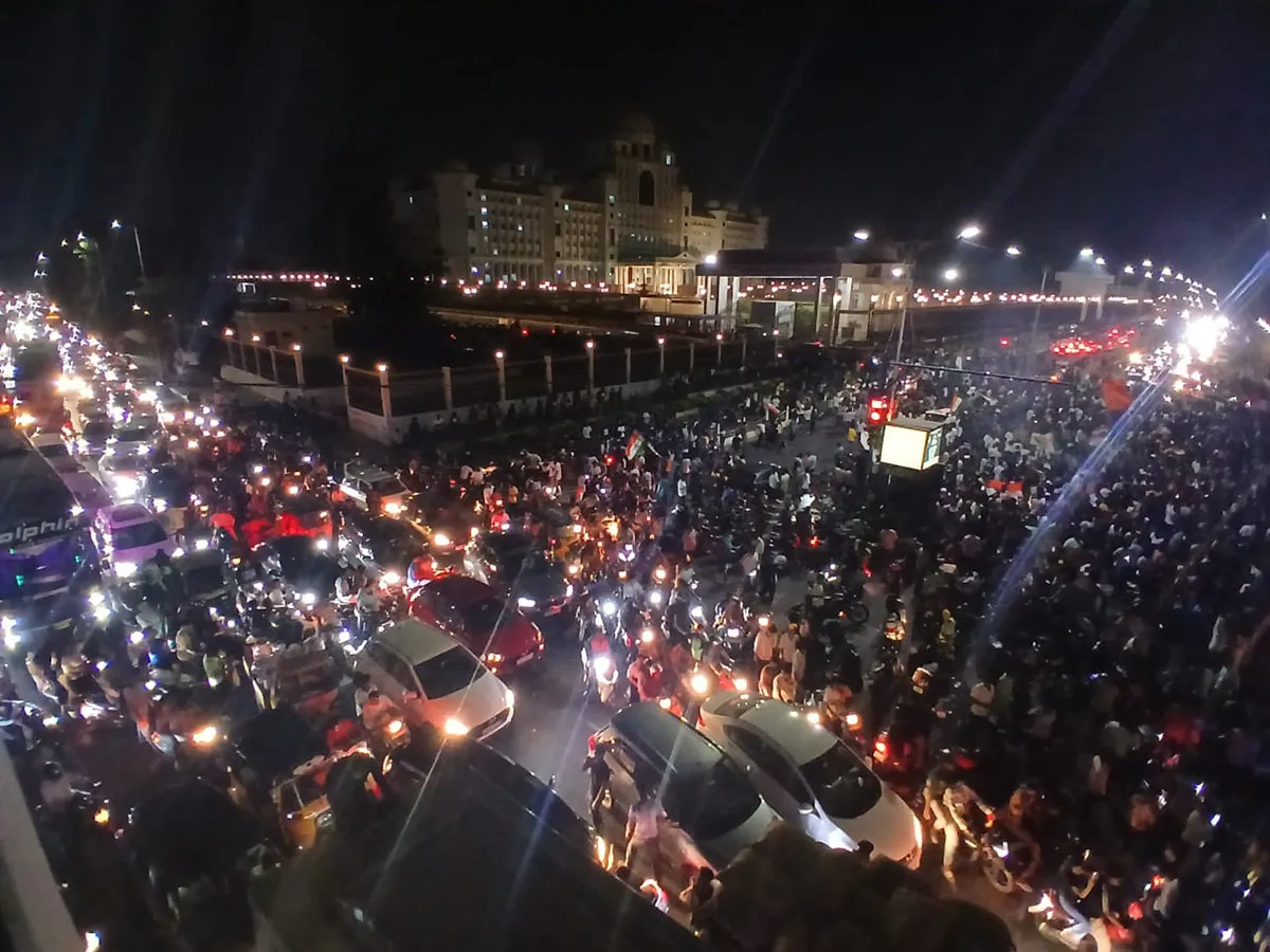 india win champions trophy 2025 celebrations in tank bund hyderabad