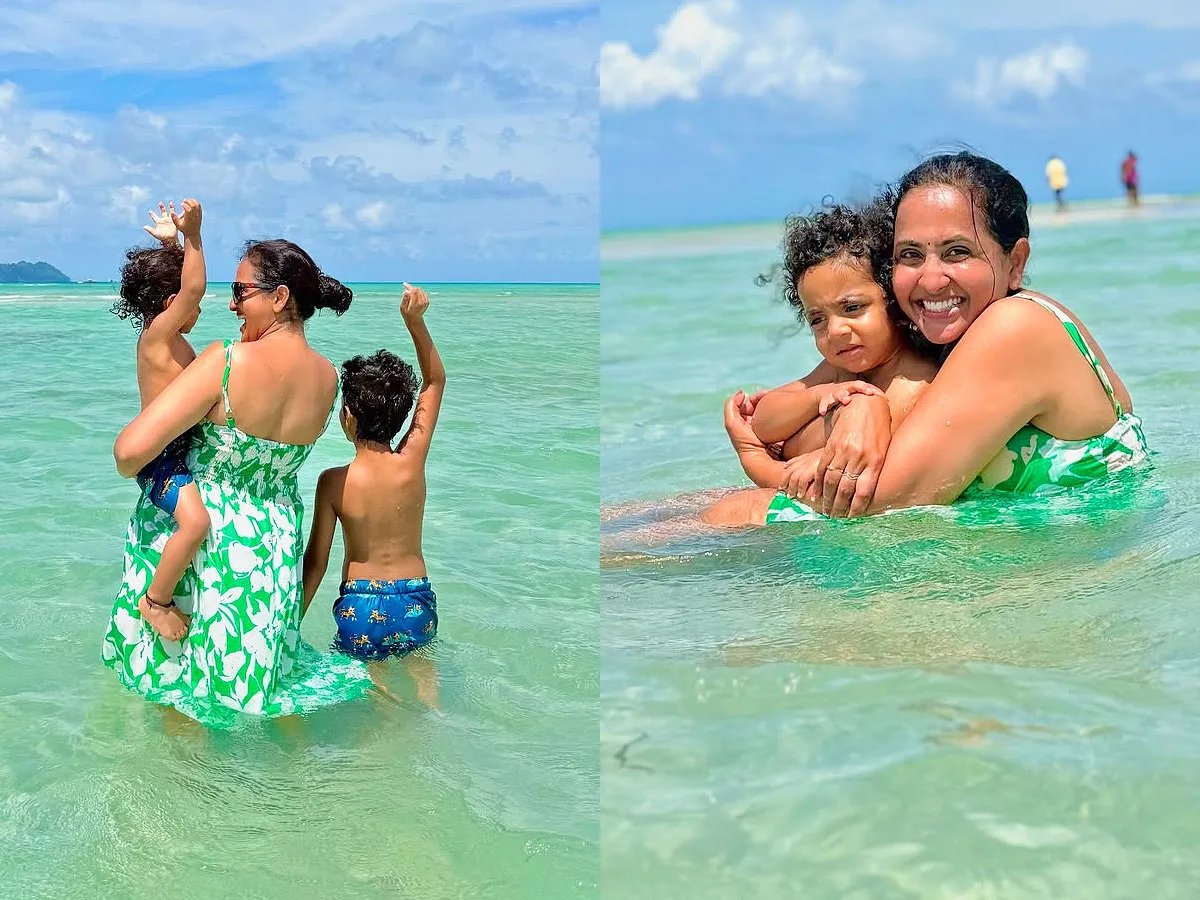 Anchor Lasya Manjunath Enjoying With Kids IN Andaman and Nicobar Islands Photos