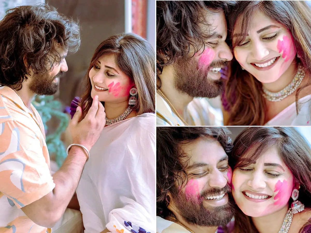 TV Actress vasanthi krishnan Celebrates holi With Her Husband Photos
