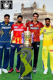 Captains photograph with trophy ahead of the Indian Premier League 20259