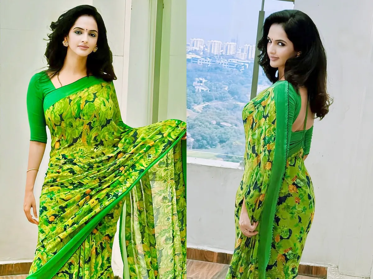 Television Beauty Jyothi Purvaj Green Saree Looks, Photos Goes Viral2