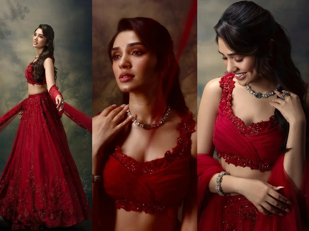 Tollywood Actress Krithi Shetty Latest Pics In Red Dress 