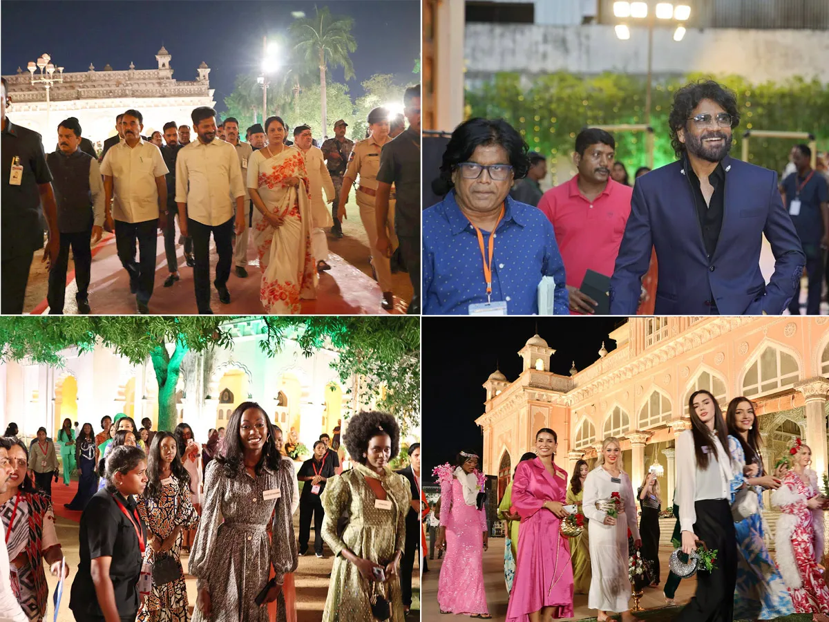 చౌమహల్లా ప్యాలెస్‌లో యువరాణుల్లా మెరిసిన సుందరీమణులు (ఫొటోలు)
