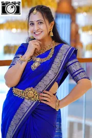 Anchor Lasya Latest Photos in Blue Saree1