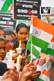Candle light support of the Indian Army in Vijayawada Photos1