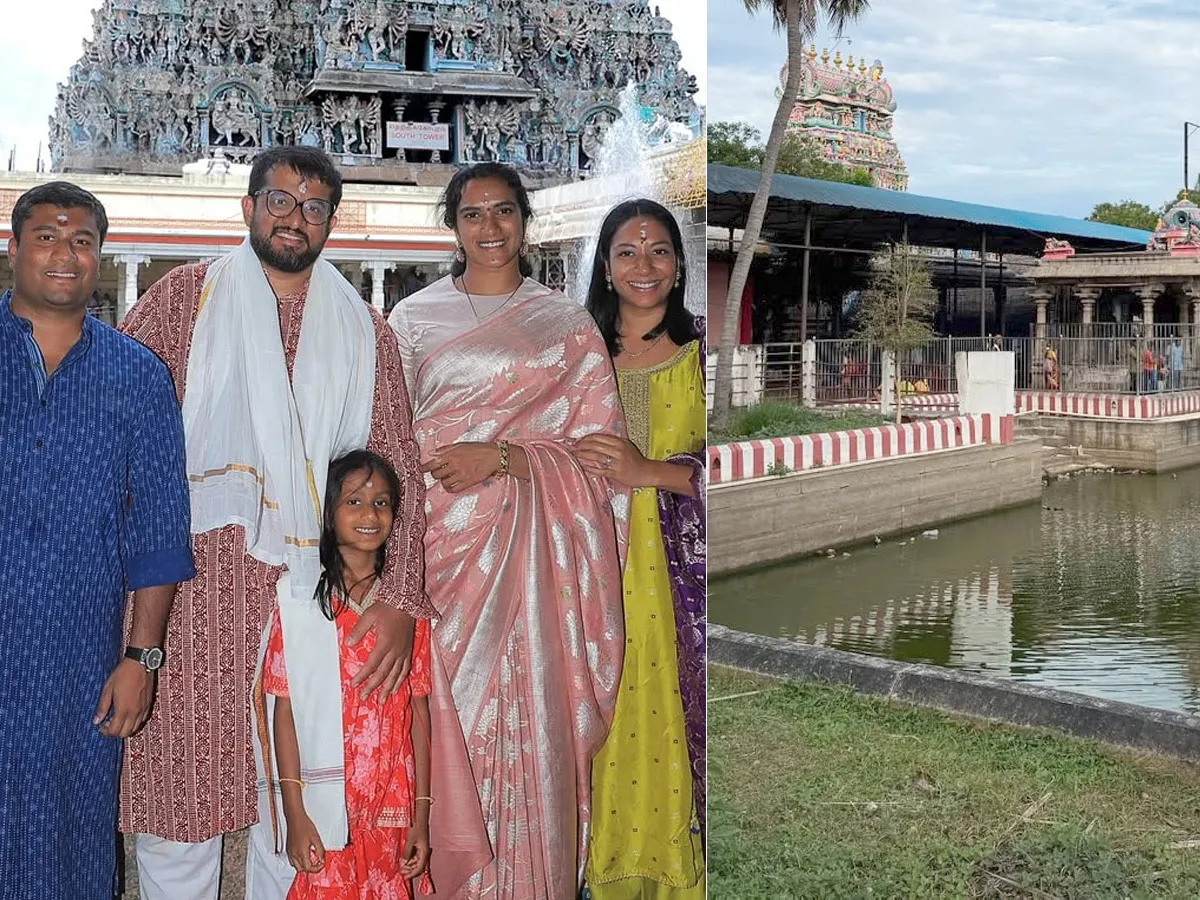 భర్తతో కలిసి మ‌ధుర మీనాక్షి అమ్మవారిని ద‌ర్శించుకున్న పీవీ సింధు (ఫోటోలు)