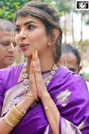 Manchu Lakshmi participated in cow worship under the Auspices of ISKCON Photos4
