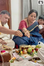 Anchor Anasuya Performs special pooja in home by Family Photos7