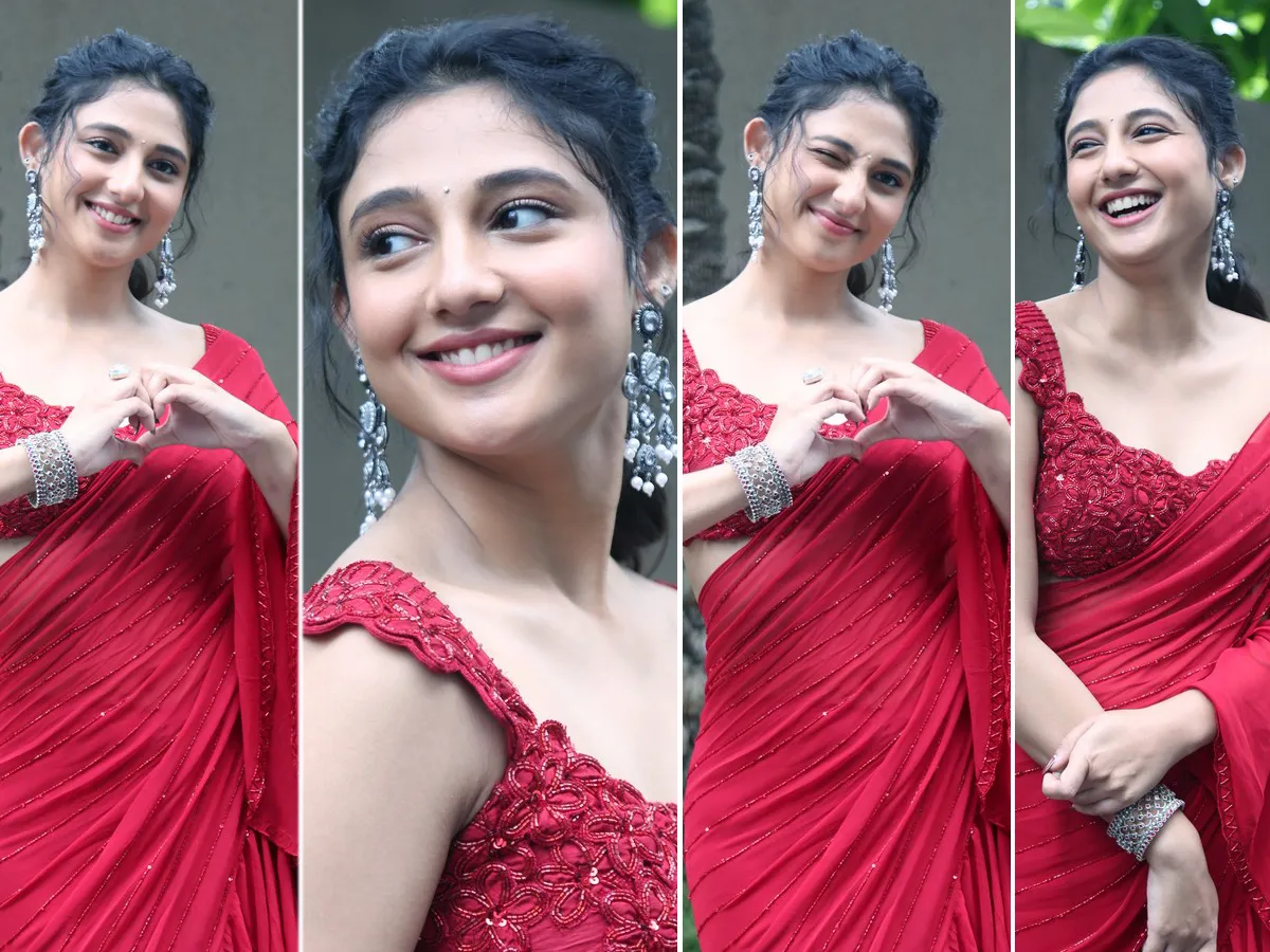 రెడ్‌ కలర్‌ శారీలో మెరిసిపోతున్న హీరోయిన్ రితికా నాయక్ (ఫొటోలు)