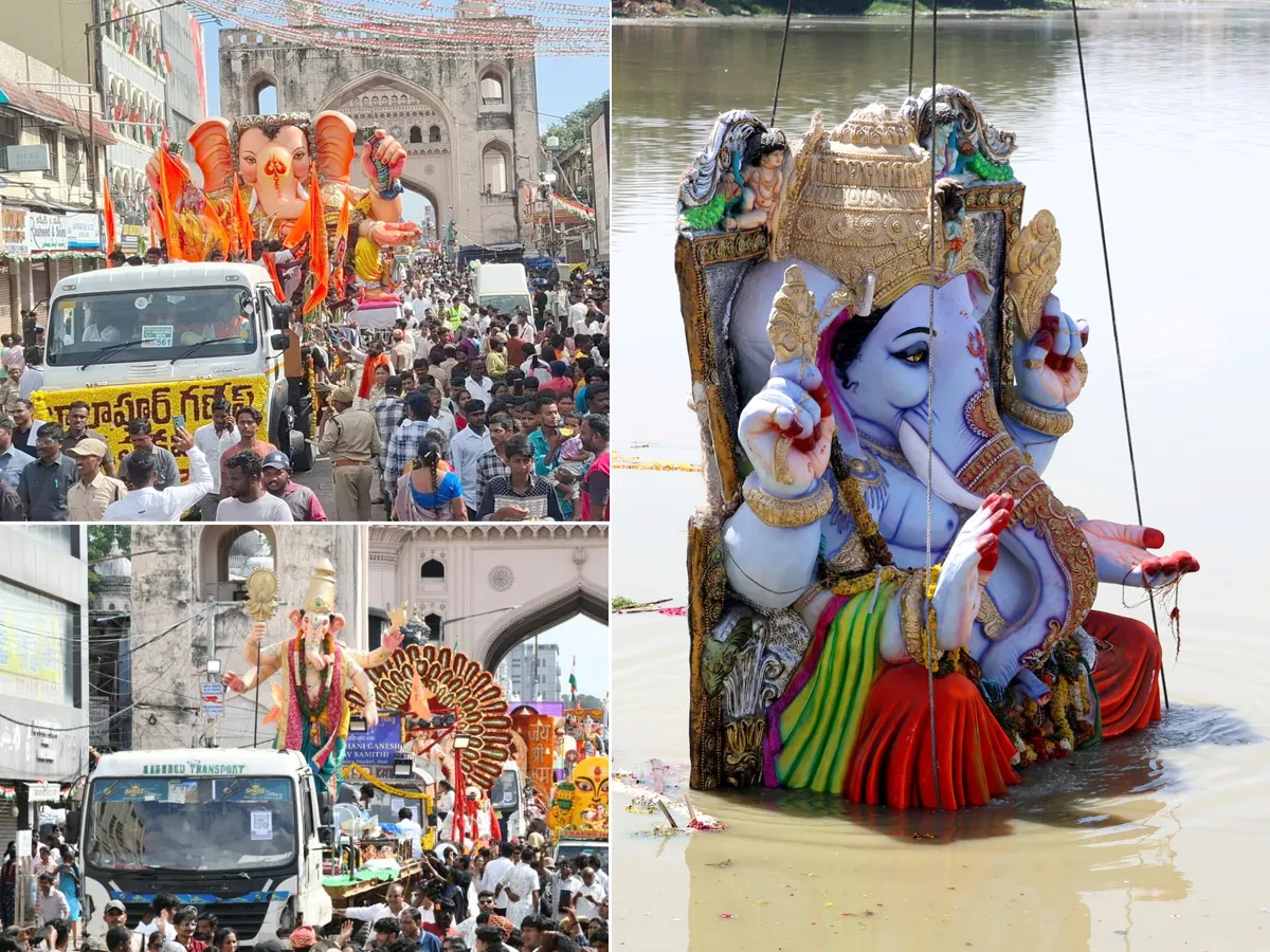 వెళ్లి రావయ్యా.. బొజ్జ గణపయ్య.. హైదరాబాద్‌లో కోలాహలంగా నిమజ్జనాలు (ఫోటోలు)