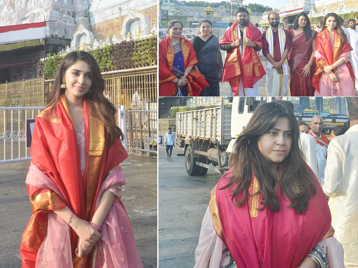 తిరుమల స్వామివారి సేవలో కృతీ శెట్టి, వెంకీ కుడుముల (ఫోటోలు)