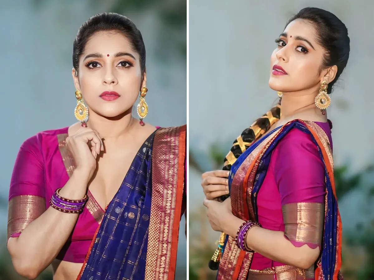 హాఫ్ శారీలో యాంకర్ రష్మీ గౌతమ్ అందాలు (ఫోటోలు)