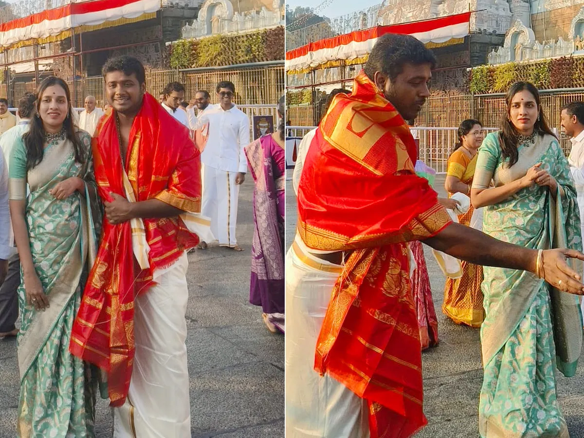శ్రీవారిలో సేవలో సింగర్ రాహుల్ సిప్లిగంజ్ దంపతులు (ఫొటోలు)