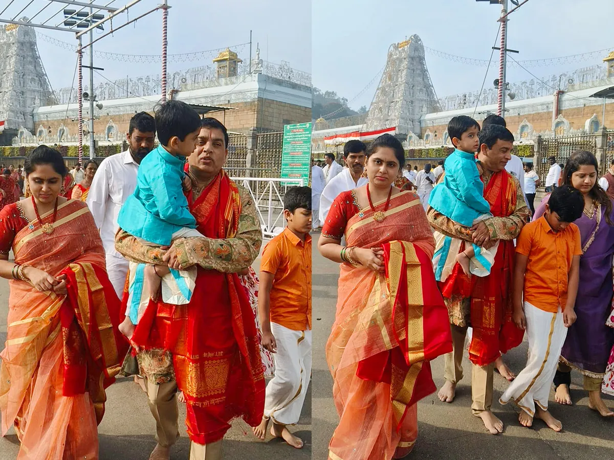 Film Producer Dil Raju Garu And Wife Tejaswani Vundavalli Visted Tirumala Photos