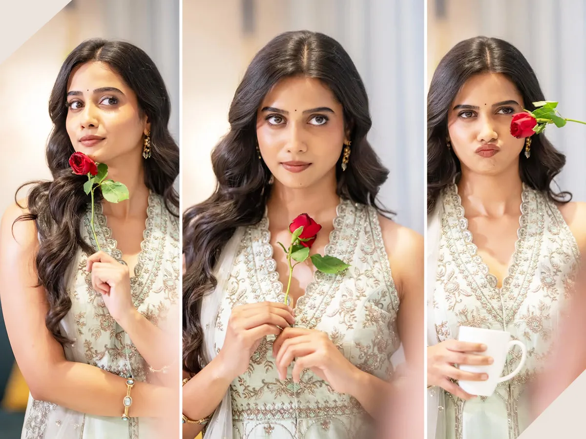 రోజా పువ్వుతో మ్యాడ్ బ్యూటీ పోజులు.. ఫోటోలు