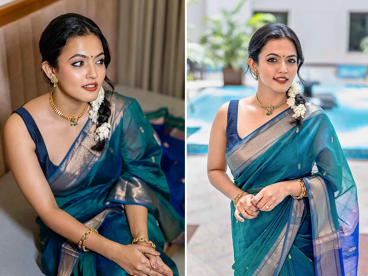 బ్లూ శారీలో హీరోయిన్ అపర్ణ దాస్ బ్యూటీఫుల్ లుక్స్.. ఫోటోలు