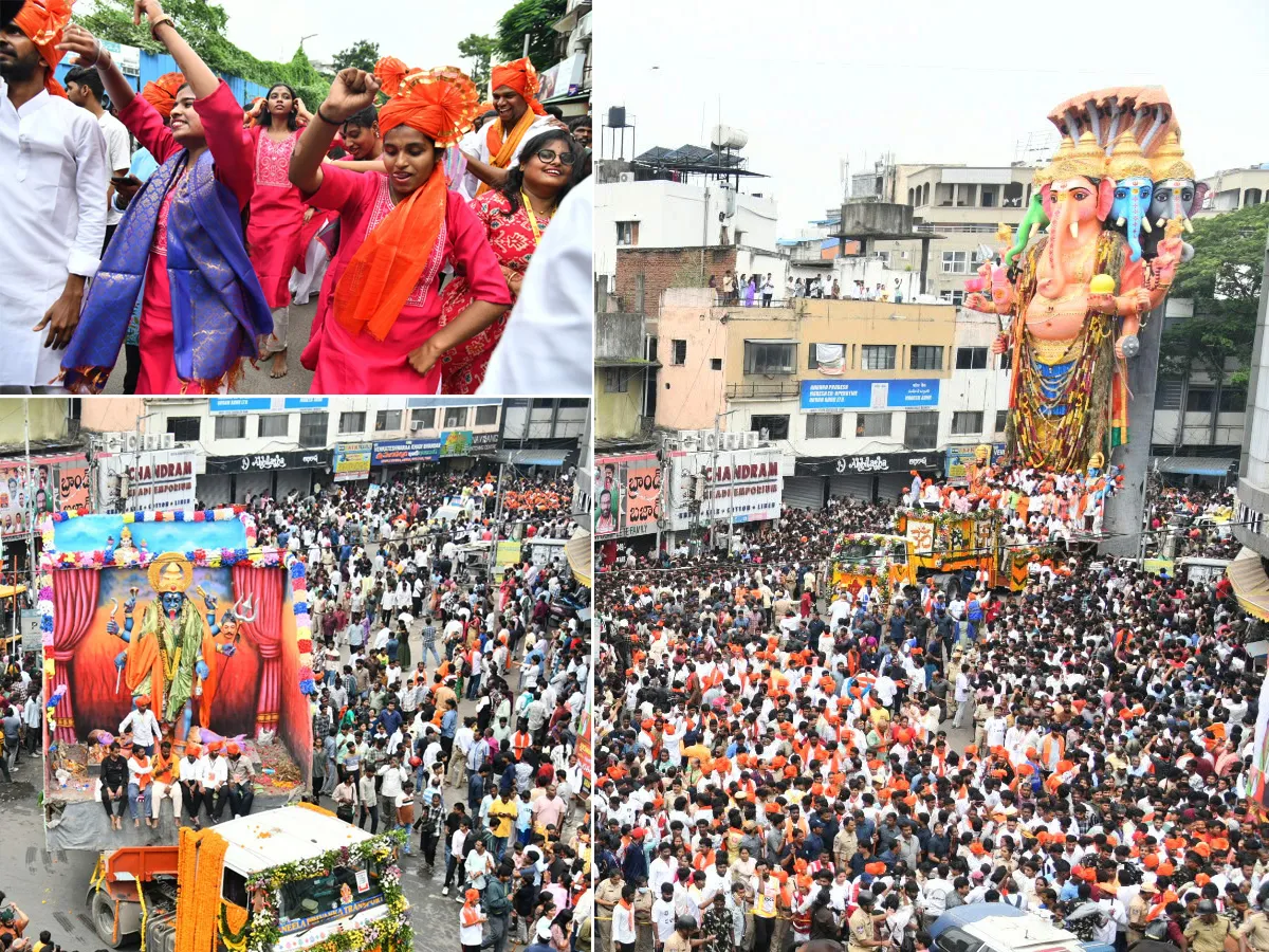 ఖైరతాబాద్‌ గణేశుడి శోభాయాత్ర.. కనువిందు చేసే దృశ్యాలు